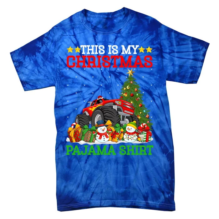 This Is My Christmas Tree Pajamas Monster Truck Christmas Gift Tie-Dye T-Shirt