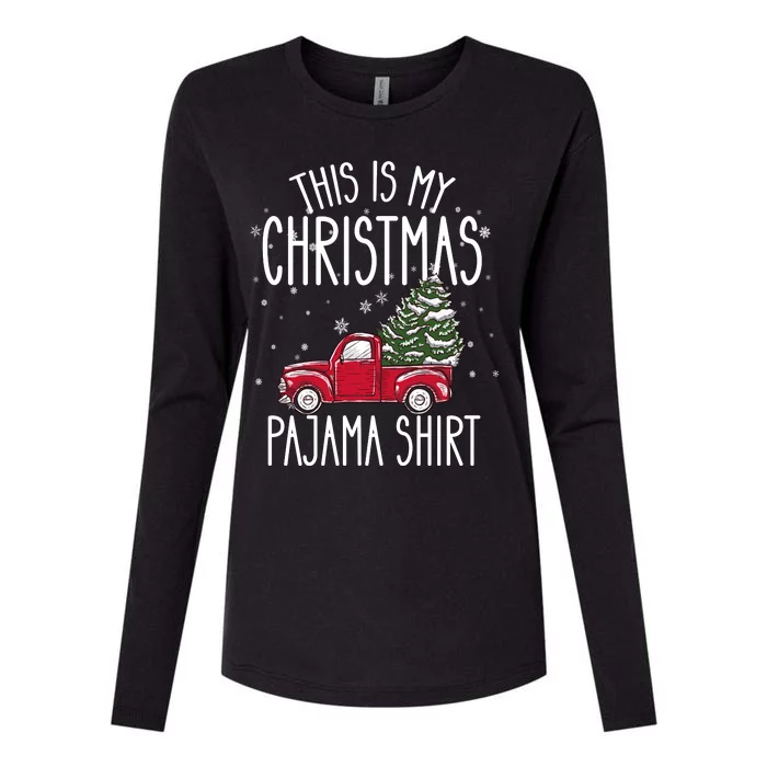 This Is My Christmas Pajama Christmas Truck Womens Cotton Relaxed Long Sleeve T-Shirt