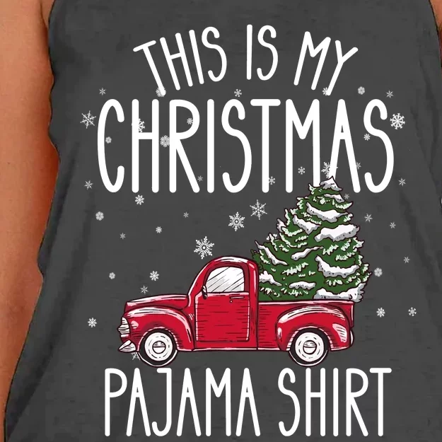 This Is My Christmas Pajama Christmas Truck Women's Knotted Racerback Tank