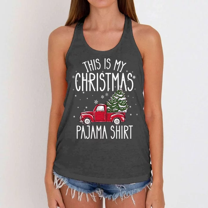 This Is My Christmas Pajama Christmas Truck Women's Knotted Racerback Tank