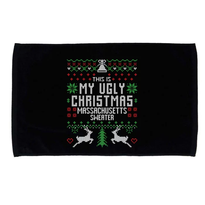 This Is My Ugly Christmas Massachusetts Sweater Funny Xmas Gift Microfiber Hand Towel