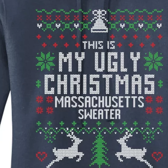 This Is My Ugly Christmas Massachusetts Sweater Funny Xmas Gift Women's Pullover Hoodie