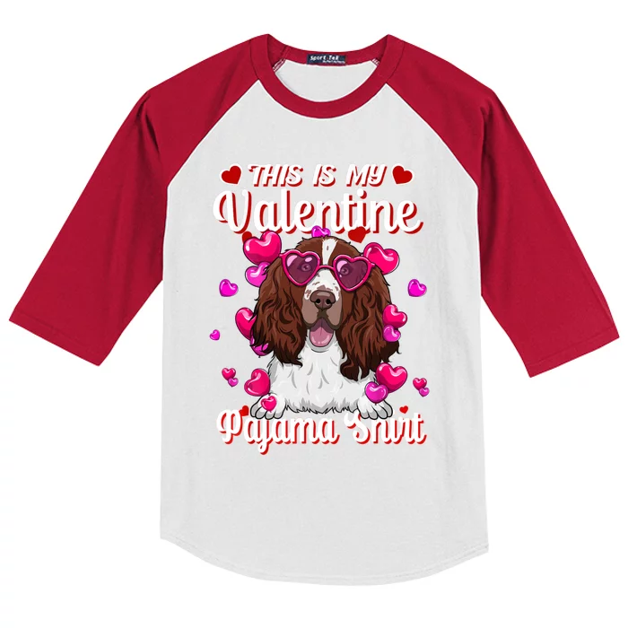 This Is My Valentine Pajama Cute Gift English Setter Lovers Gift Kids Colorblock Raglan Jersey