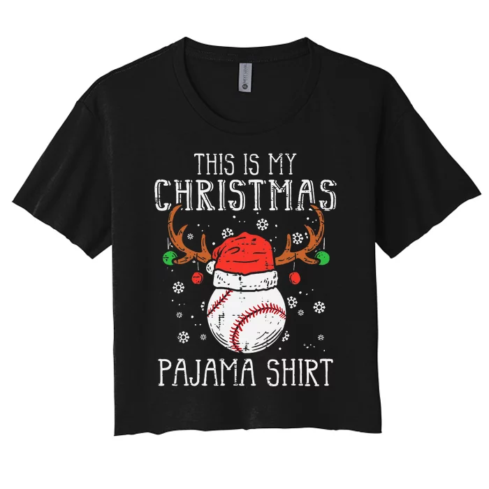 This Is My Christmas Baseball Xmas Sports Women's Crop Top Tee