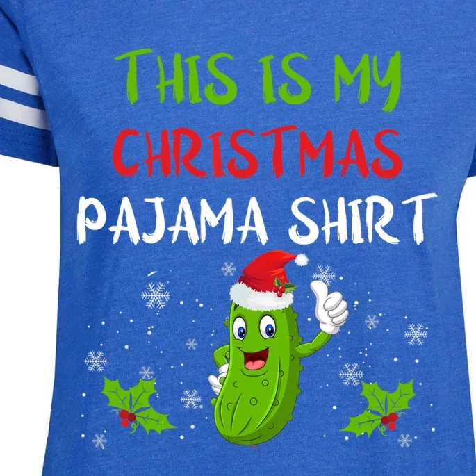 This Is My Christmas Pajama Gift Pickle Cucumber Santa Hat Cool Gift Enza Ladies Jersey Football T-Shirt