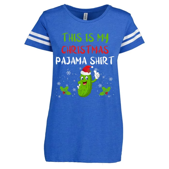 This Is My Christmas Pajama Gift Pickle Cucumber Santa Hat Cool Gift Enza Ladies Jersey Football T-Shirt