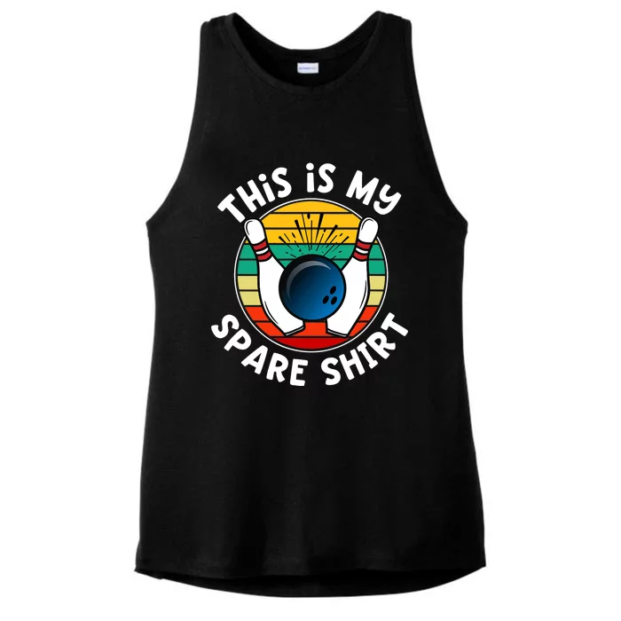 This Is My Spare Funny Bowling Ball Bowling Pins Ladies Tri-Blend Wicking Tank