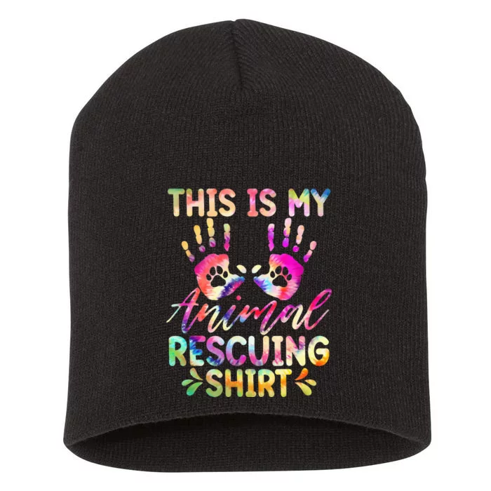 This Is My Animal Rescuing Tie Dye Dog Cat Rescue Short Acrylic Beanie