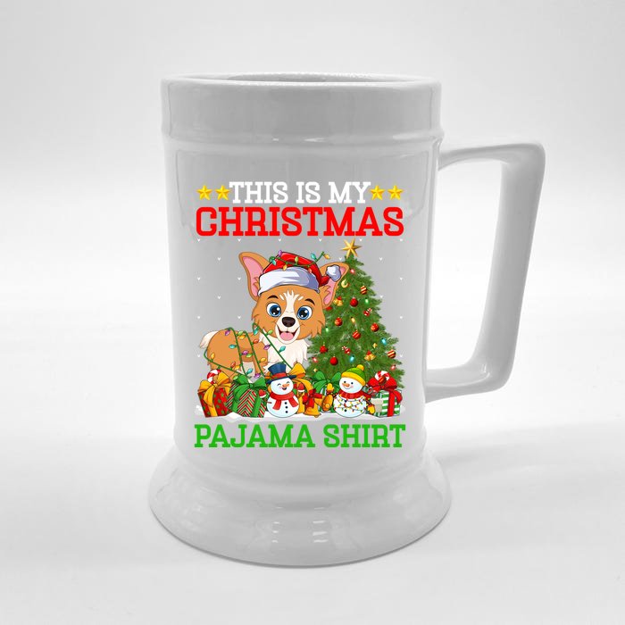 This Is My Christmas Tree Pajamas Welsh Corgi Dog Christmas Gift Front & Back Beer Stein