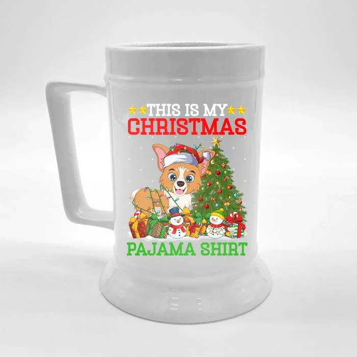 This Is My Christmas Tree Pajamas Welsh Corgi Dog Christmas Gift Front & Back Beer Stein