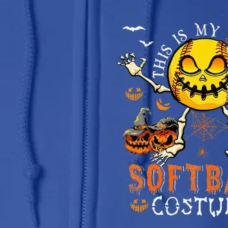 This Is My Scary Softball Costume Halloween Skeleton Lover Full Zip Hoodie