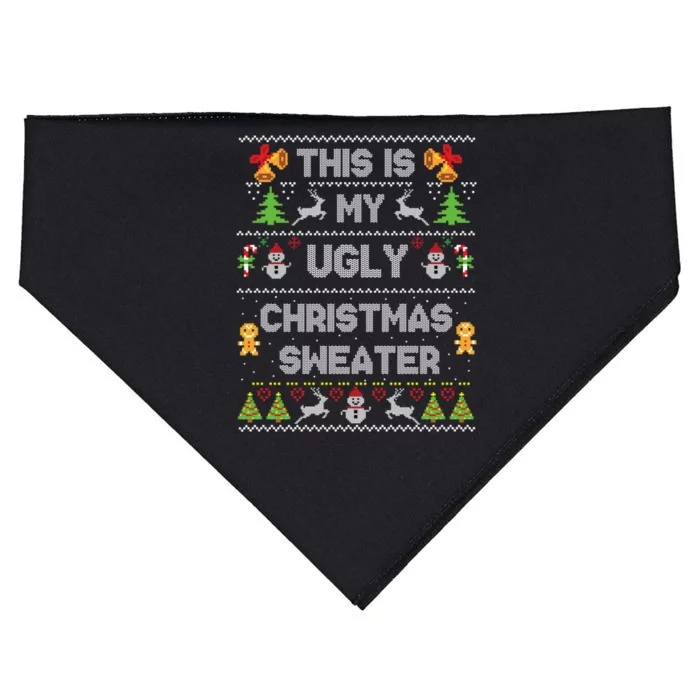 This Is My Ugly Sweater Funny Christmas Gift Gift USA-Made Doggie Bandana