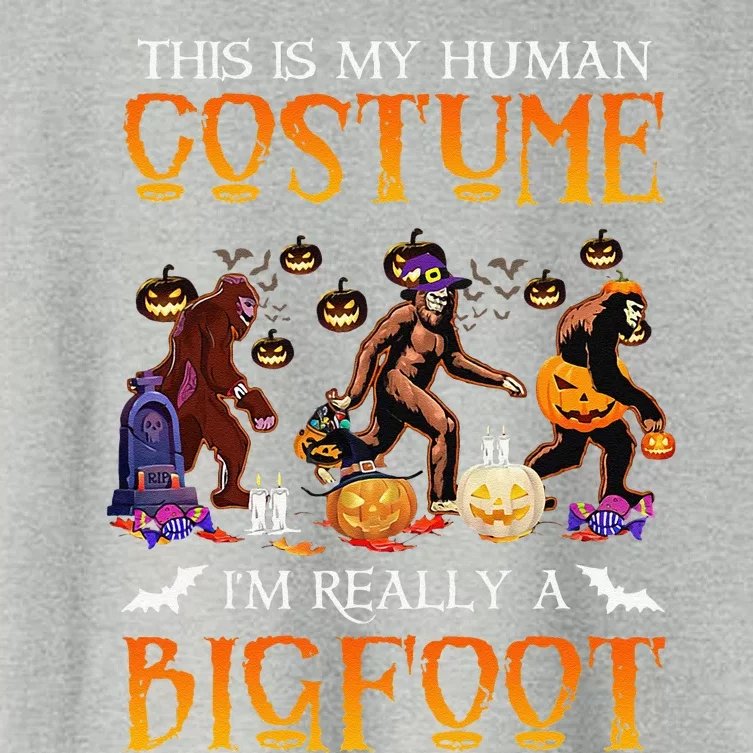 This Is My Human Costume Im Really Bigfoot Halloween Gift Women's Crop Top Tee