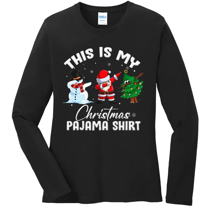 This Is My Christmas Pajama Funny Matching Family Ladies Long Sleeve Shirt