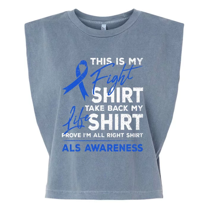 This Is My Fight ALS Awareness Ribbon Warrior Fighter Garment-Dyed Women's Muscle Tee