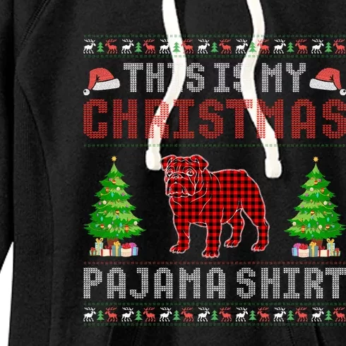 This Is My Christmas Pajama English Bulldog Ugly Sweater Women's Fleece Hoodie