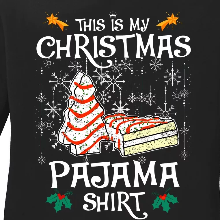 This Is My Christmas Pajama Funny Christmas Cake Ladies Long Sleeve Shirt