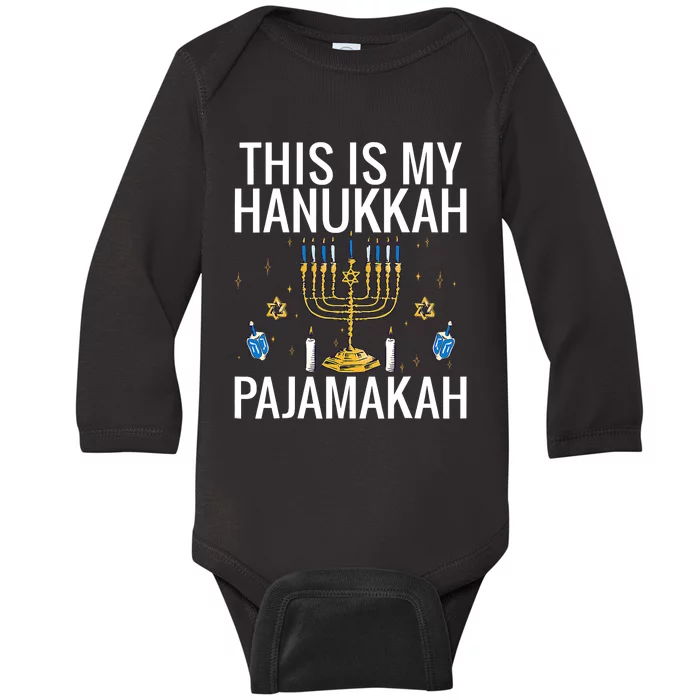 This Is My Hanukkah Pajamakah Menorah Chanukah Pajamas Pjs Baby Long Sleeve Bodysuit