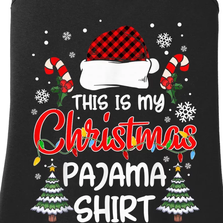 This Is My Christmas Pajama Shirt Xmas Lights Funny Holiday Ladies Essential Tank