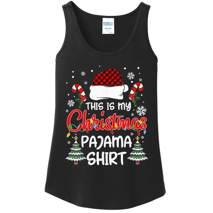 This Is My Christmas Pajama Shirt Xmas Lights Funny Holiday Ladies Essential Tank