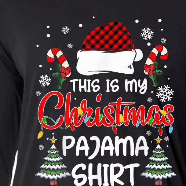 This Is My Christmas Pajama Shirt Xmas Lights Funny Holiday Cooling Performance Long Sleeve Crew