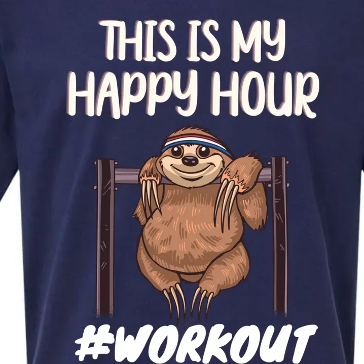 This Is My Happy Hour Workout Gym Sloth Lover Gift Sueded Cloud Jersey T-Shirt