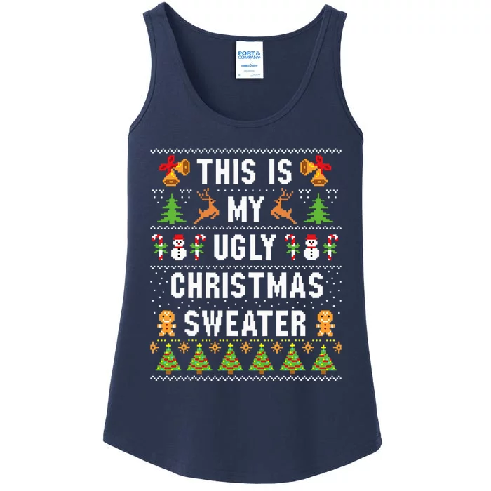 This Is My Ugly Sweater Funny Christmas Short Sleeve Ladies Essential Tank