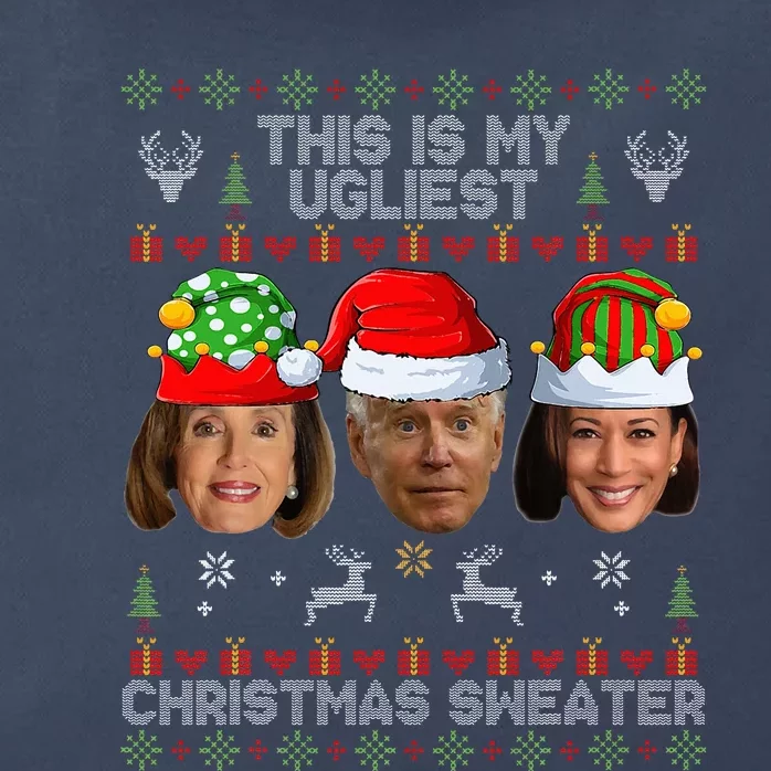 This Is My Ugliest Christmas Sweater Funny Joe Biden Kamala Zip Tote Bag