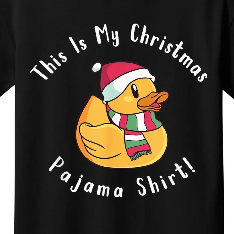 This Is My Christmas Pajama Shirt - Rubber Duck Santa Hat Kids T-Shirt