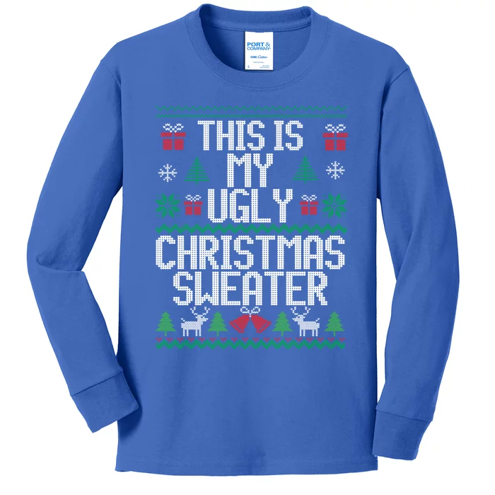 This Is My Ugly Sweater Funny Christmas Gift Kids Long Sleeve Shirt