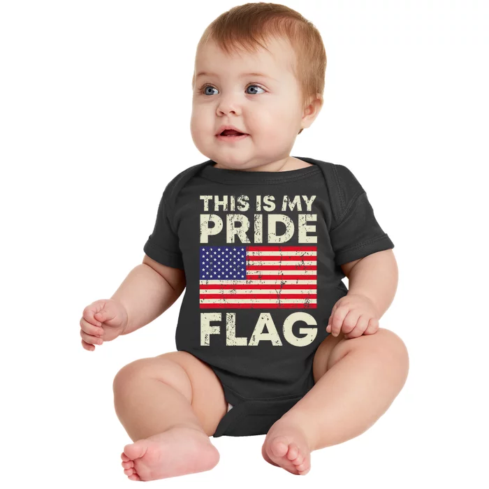 This Is My Pride Flag USA Patriots Gun American Flag Baby Bodysuit