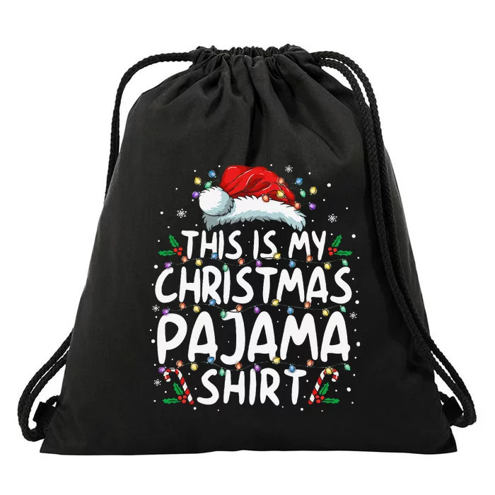 This Is My Christmas Pajama Funny Xmas Pjs Gift Drawstring Bag