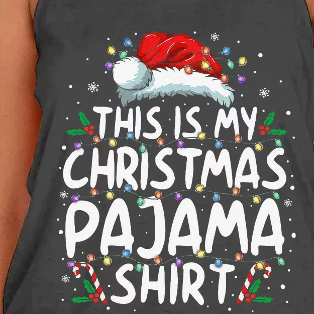 This Is My Christmas Pajama Funny Xmas Pjs Gift Women's Knotted Racerback Tank