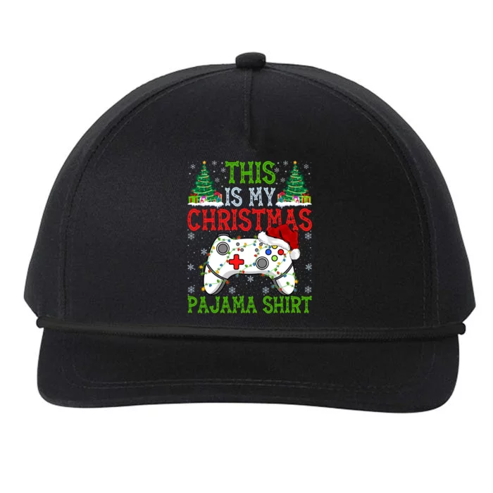 This Is My Christmas Pajama Gamer Santa Video Game Christmas Gift Snapback Five-Panel Rope Hat