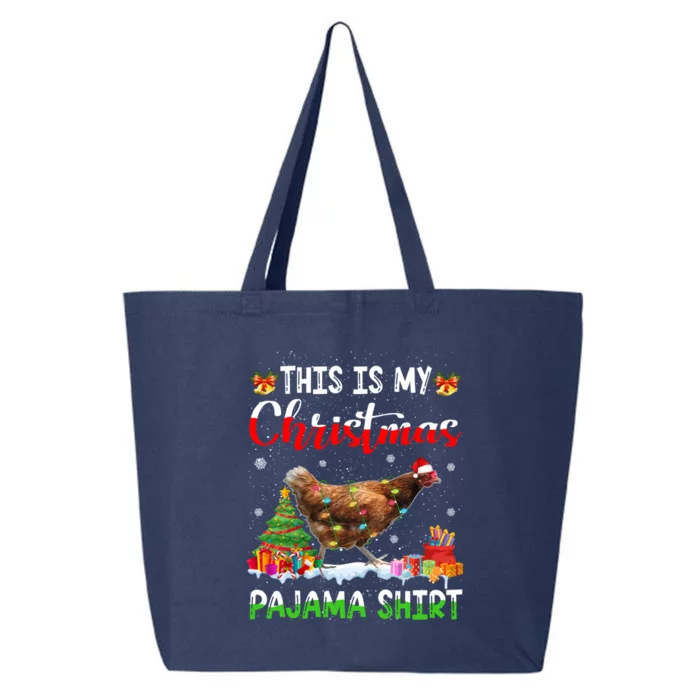 This Is My Christmas Pajama Chicken Lover Xmas Lights Cute Gift 25L Jumbo Tote