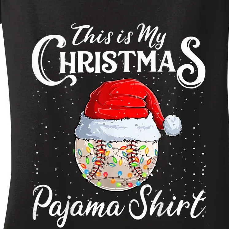 This Is My Christmas Baseball Pajama For Boy  Pitcher Women's V-Neck T-Shirt