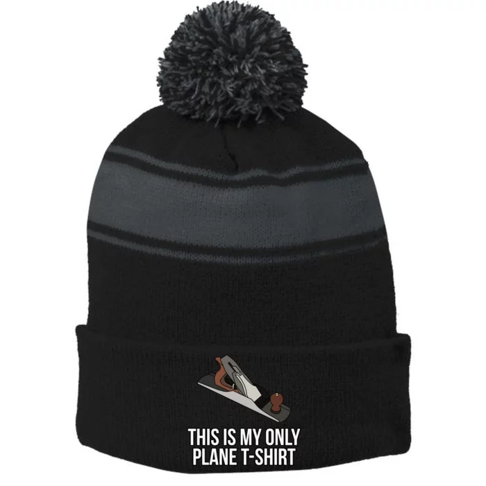 This Is My Plane Woodworker Stripe Pom Pom Beanie