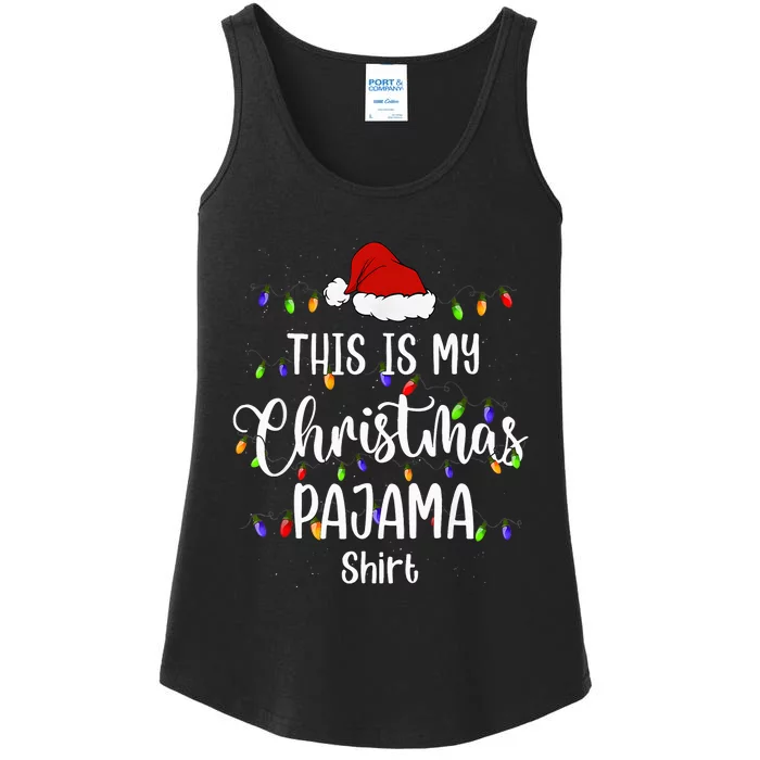 This Is My Christmas Pajama Funny Santa Holiday Ladies Essential Tank