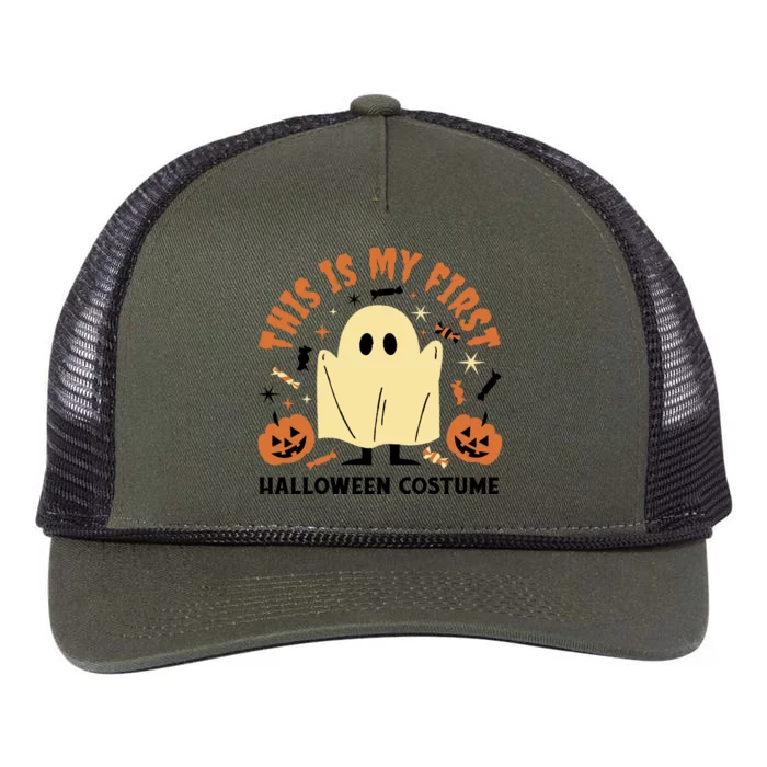 This Is My First Halloween Costume Cute Ghost Retro Rope Trucker Hat Cap