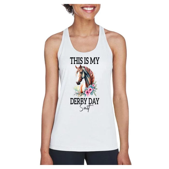 This Is My Derby Day Suit Horse Racing Women's Racerback Tank