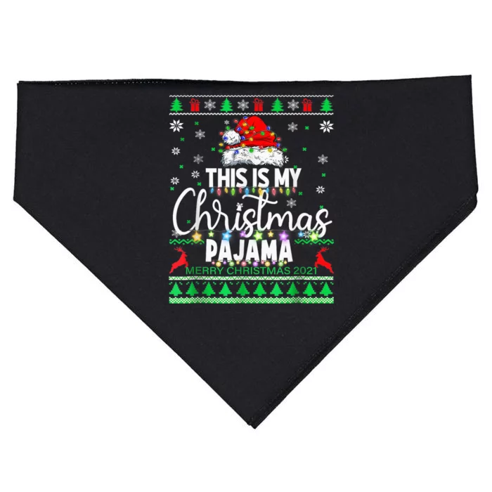 This Is My Christmas Pajama Shirt Lights  Wo Kid USA-Made Doggie Bandana