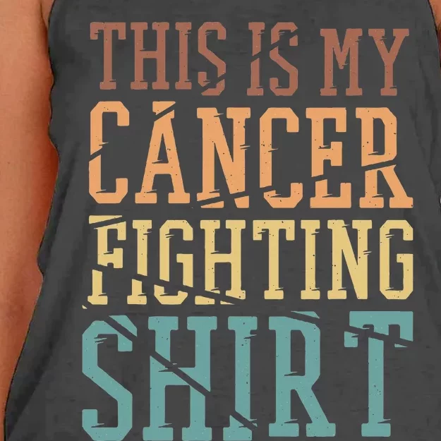 This Is My Cancer Fighting  Cancer  Awareness Women's Knotted Racerback Tank