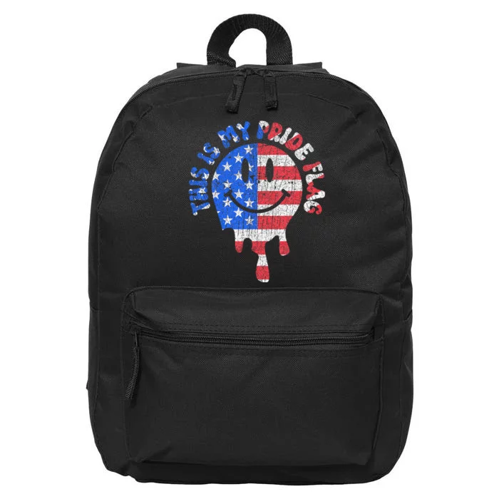 This Is My Pride Flag USA Happy Face American 4th of July 16 in Basic Backpack