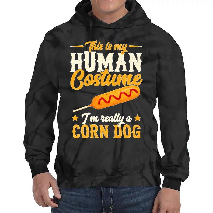 This Is My Human Costume IM Really A Corn Dog Halloween Premium Tie Dye Hoodie