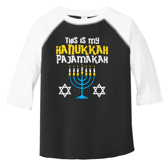 This Is My Hanukkah Pajamakah Menorah Chanukah Pajamas PJs Toddler Fine Jersey T-Shirt