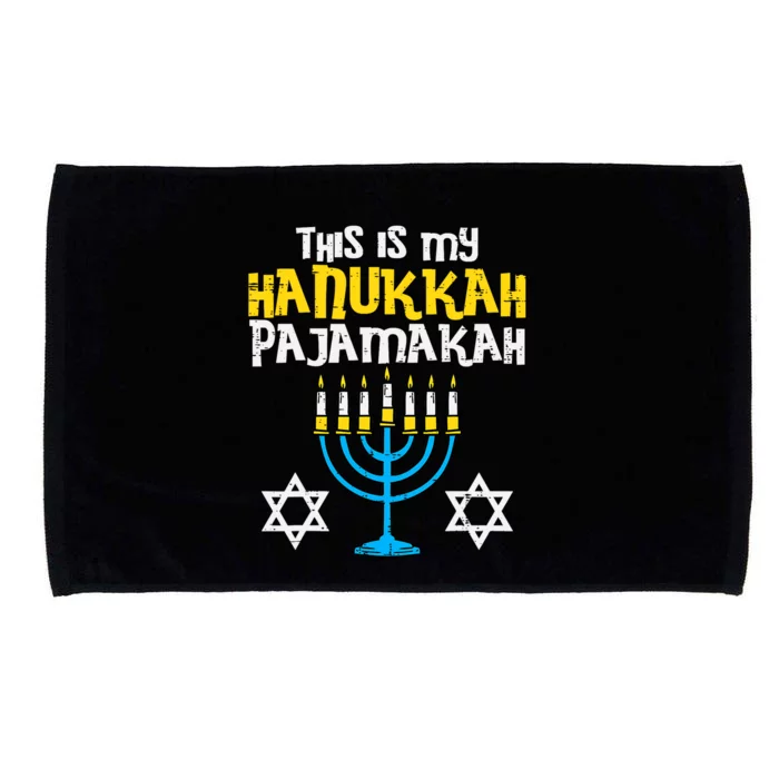 This Is My Hanukkah Pajamakah Menorah Chanukah Pajamas PJs Microfiber Hand Towel