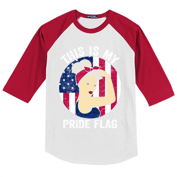 This Is My Pride Flag USA American Flag 4th Of July Pride Flag Kids Colorblock Raglan Jersey