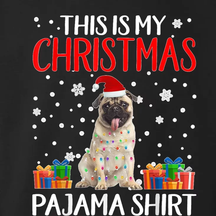 This Is My Pug Dog Christmas Pajama Santa Reindeer Lights Toddler Hoodie