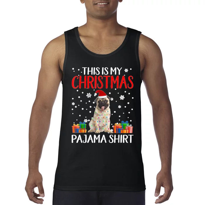 This Is My Pug Dog Christmas Pajama Santa Reindeer Lights Tank Top