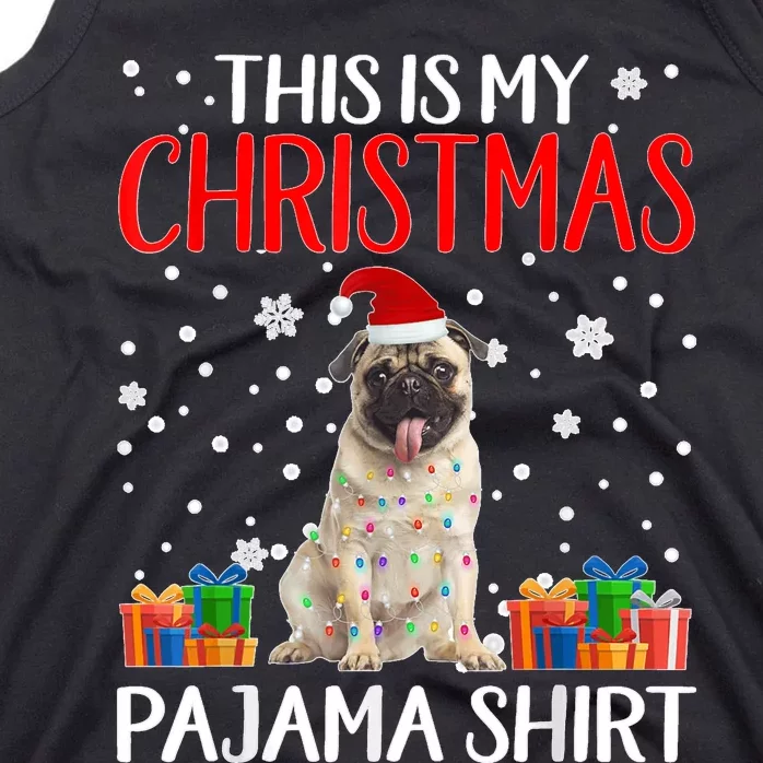 This Is My Pug Dog Christmas Pajama Santa Reindeer Lights Tank Top